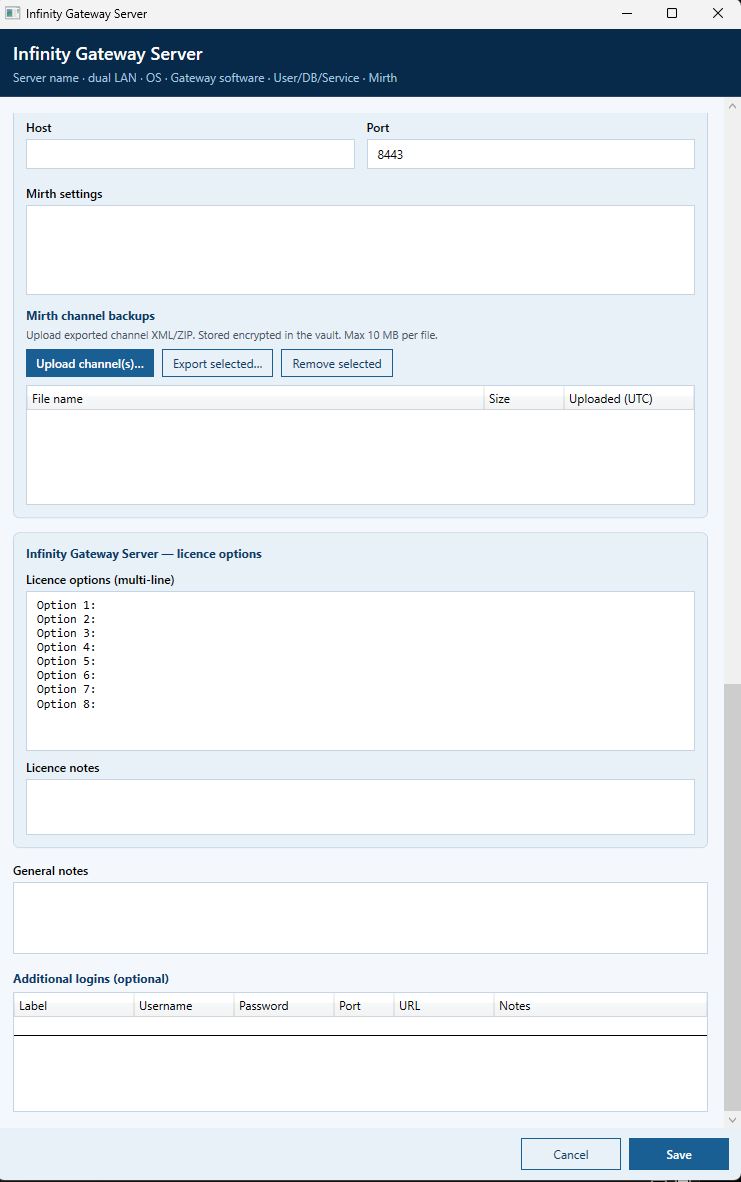Integration channel backups and licence options