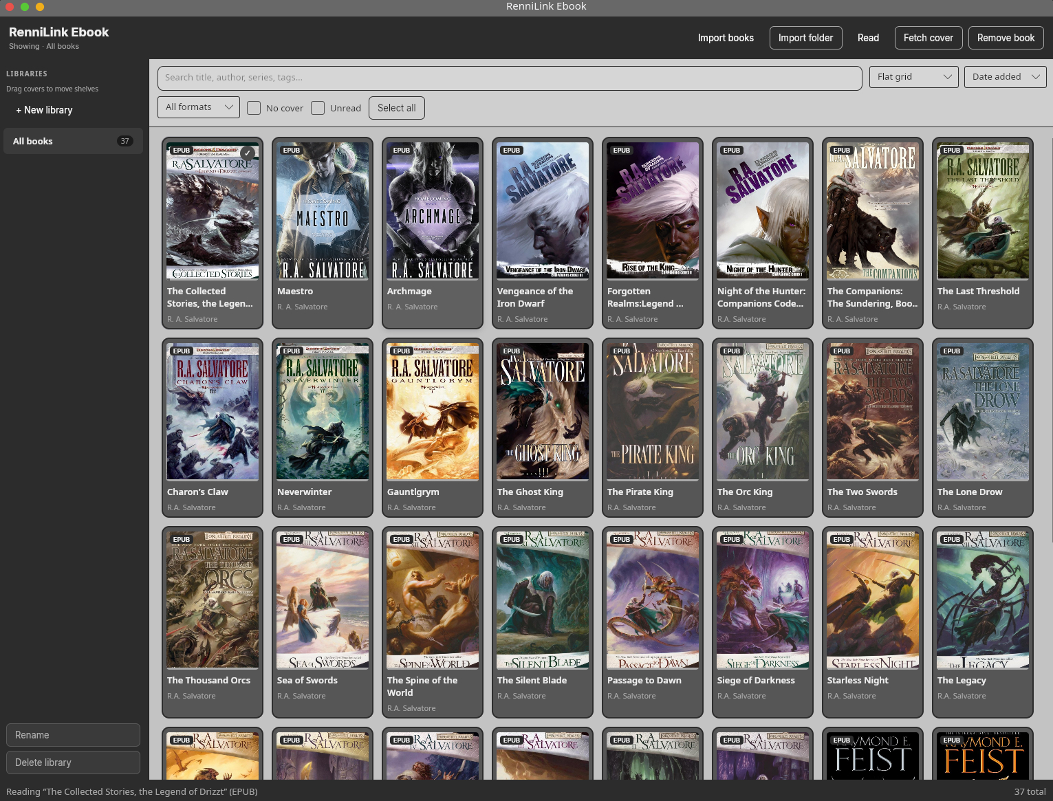 RenniLink E-Book Reader library cover grid