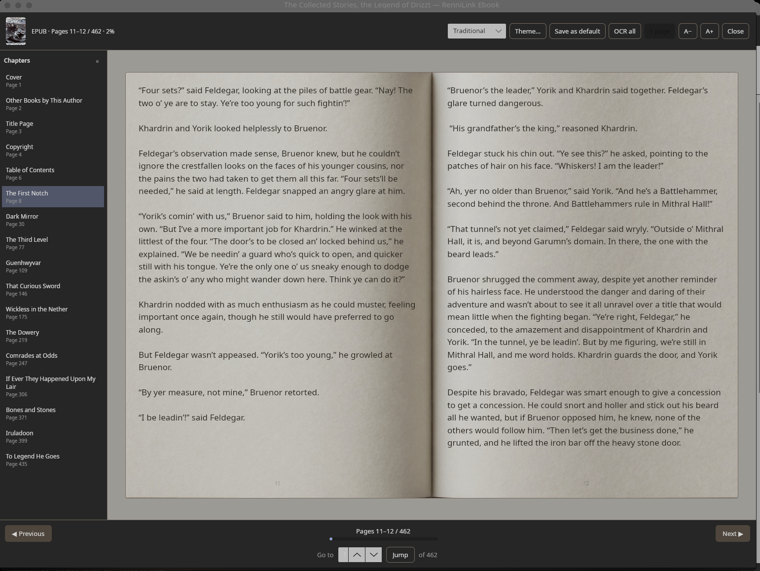 Two-page Traditional theme open book reader